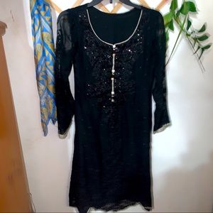 Black sari dress